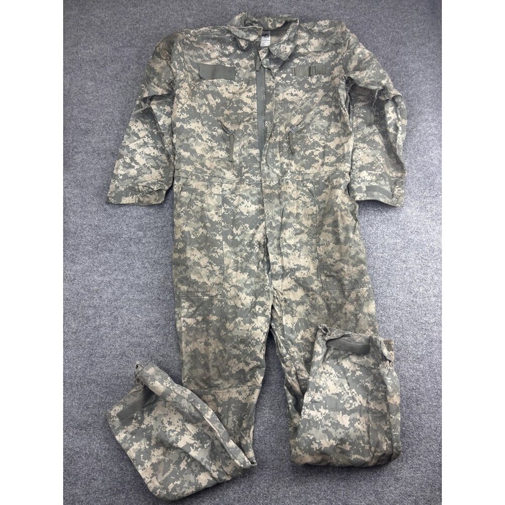 US Military Coveralls Mens Large ACU‎ Digital Camo Cotton Nylon Uniform Combat